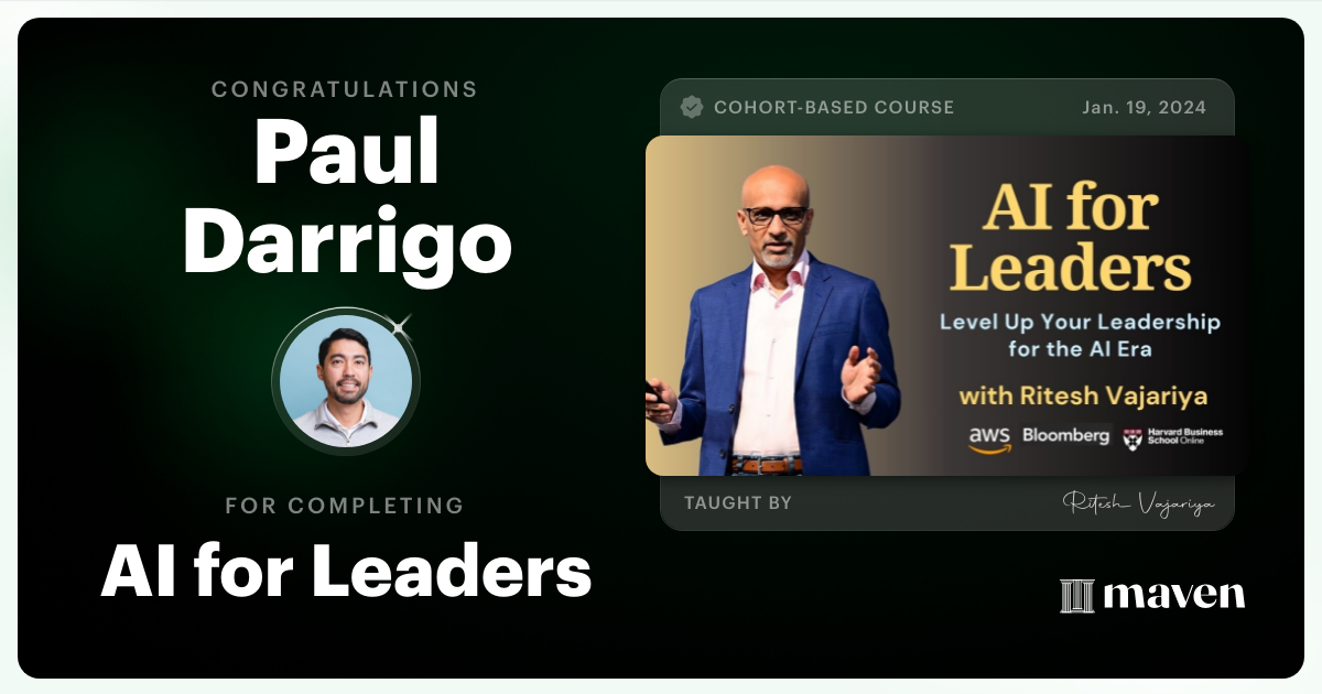 Certificate of Completion for Agentic AI for Leaders