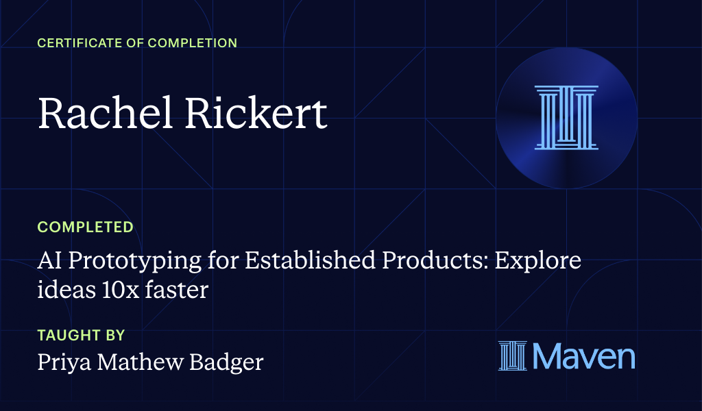 Certificate for AI Prototyping for Established Products: Explore ideas 10x faster