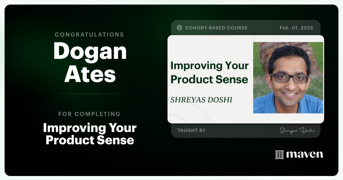Certificate of Completion for World-class Product Sense in Practice