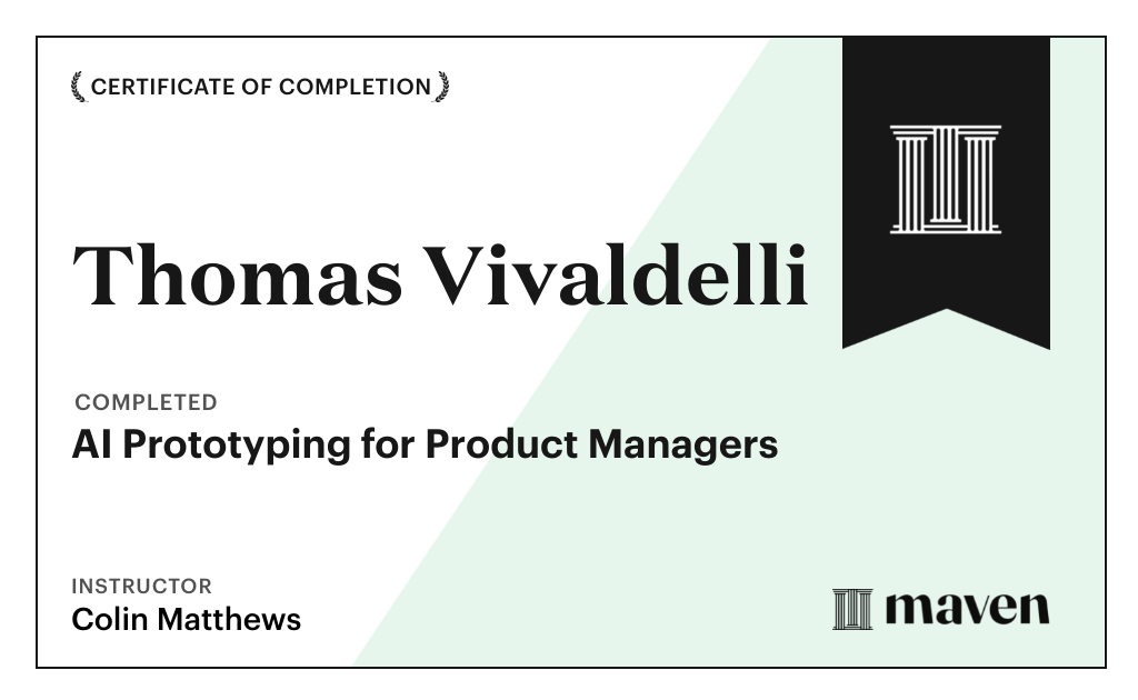 Certificate for AI Prototyping for Product Managers