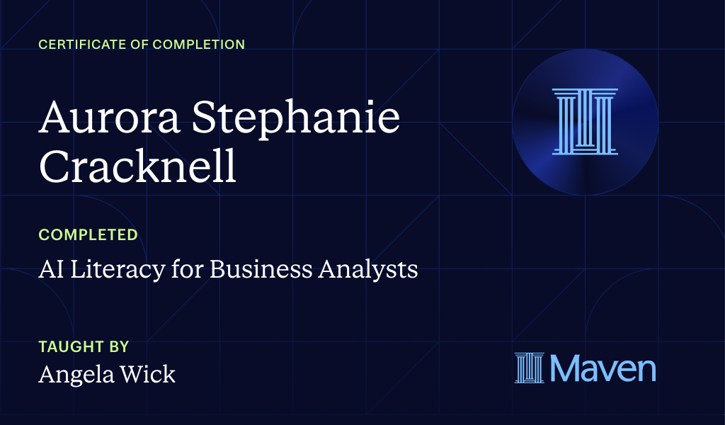 Certificate for AI Literacy for Business Analysts