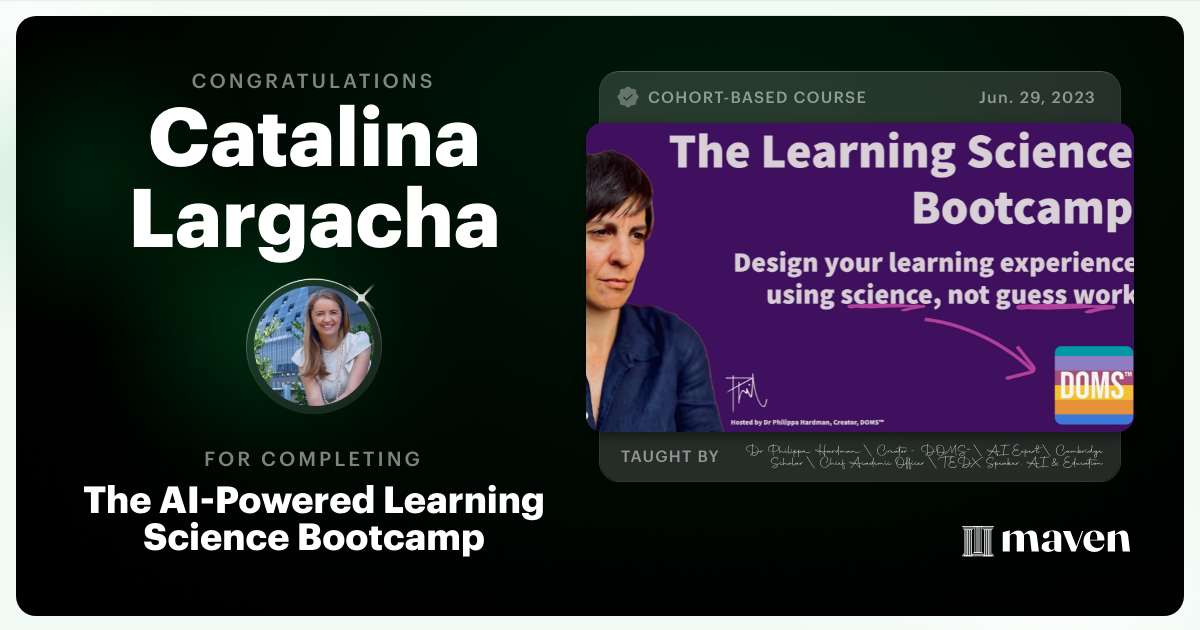 Certificate of Completion for The AI Bootcamp for L&D