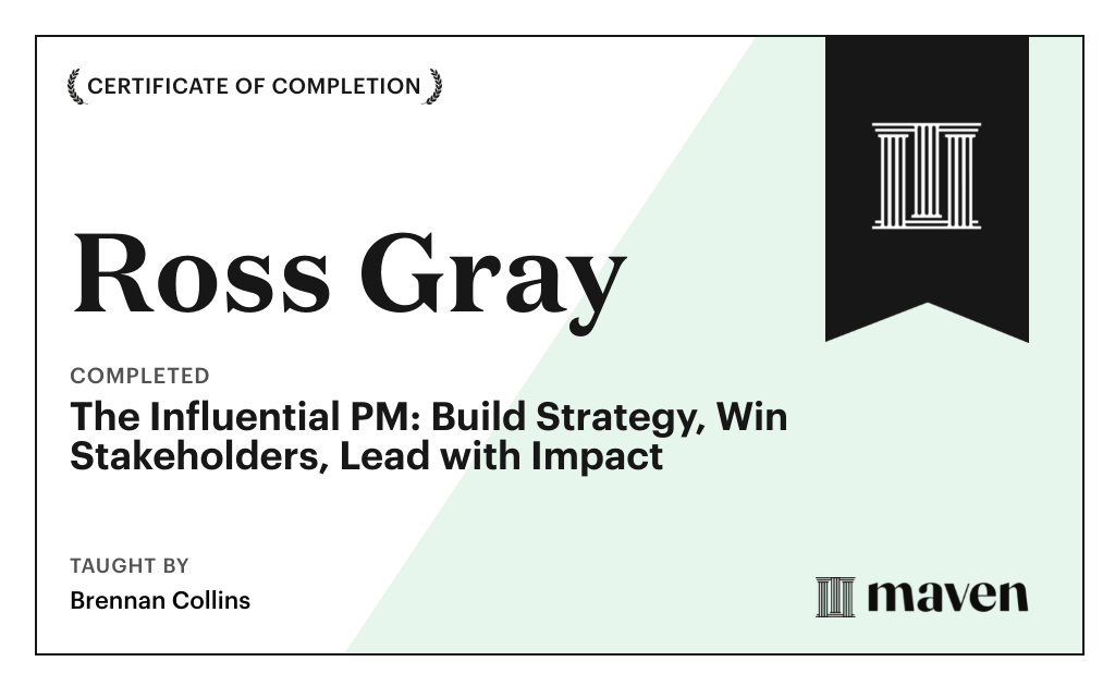 Certificate for The Influential PM: Strategy, Stakeholders, Significance