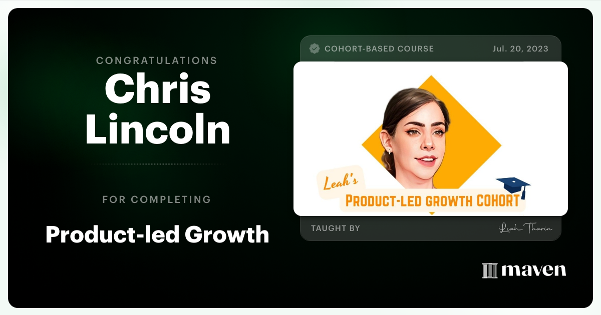 Certificate of Completion for Product-led Growth in B2B