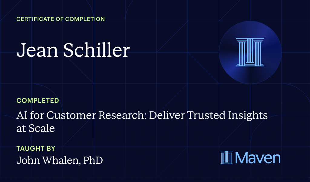 Certificate for AI for Customer Research: Deliver Trusted Insights at Scale