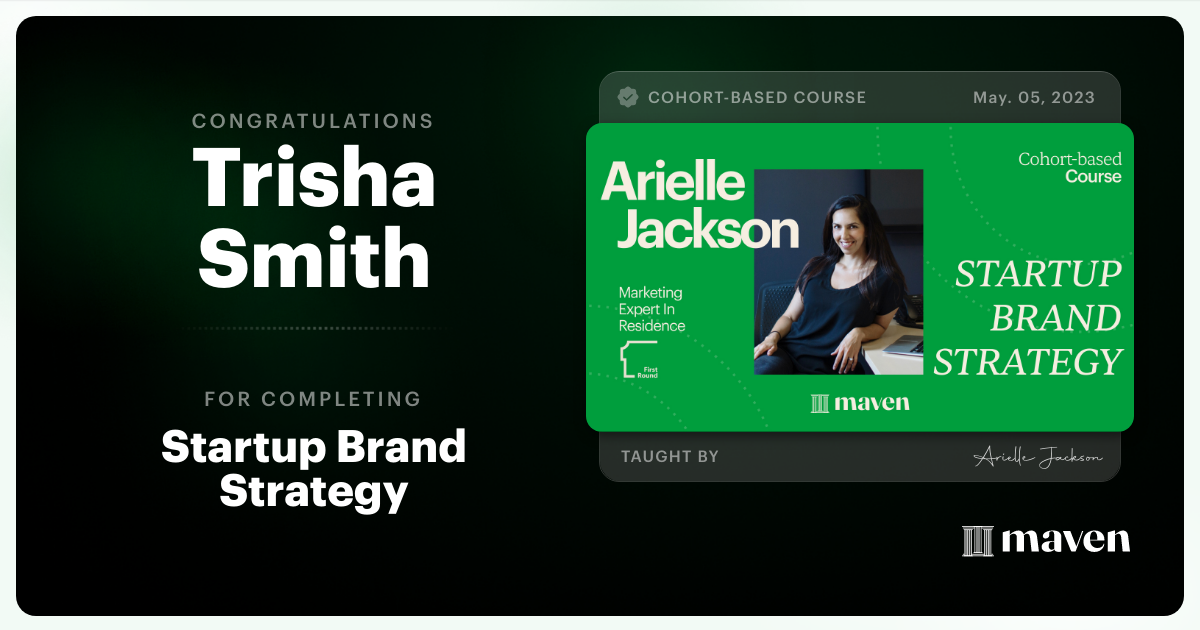 Certificate of Completion for Startup Brand Strategy