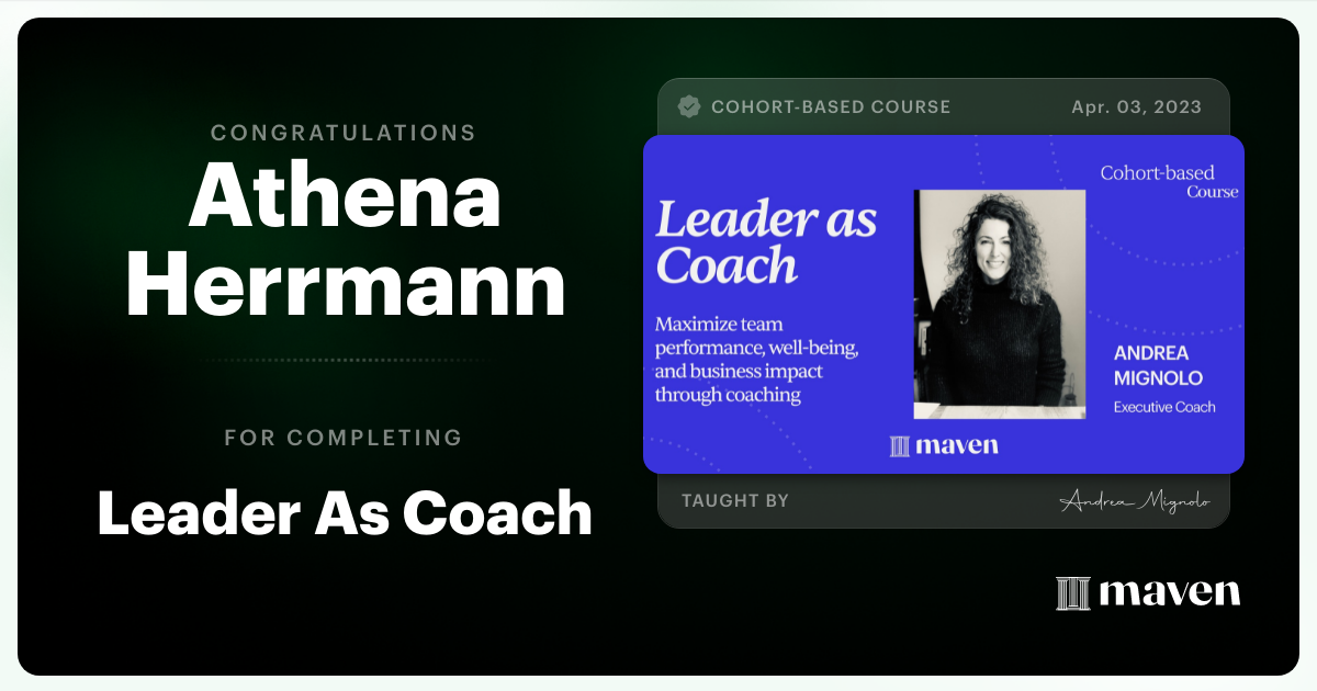 Certificate of Completion for Leader As Coach