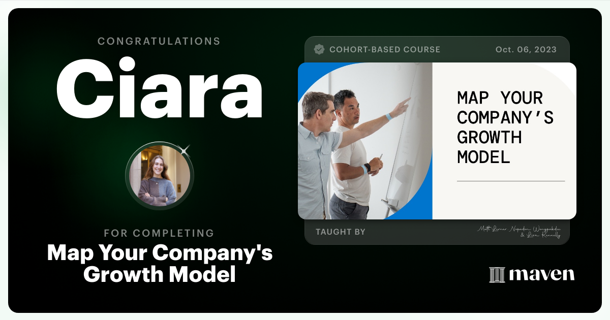 Certificate of Completion for Map Your Company's Growth Model