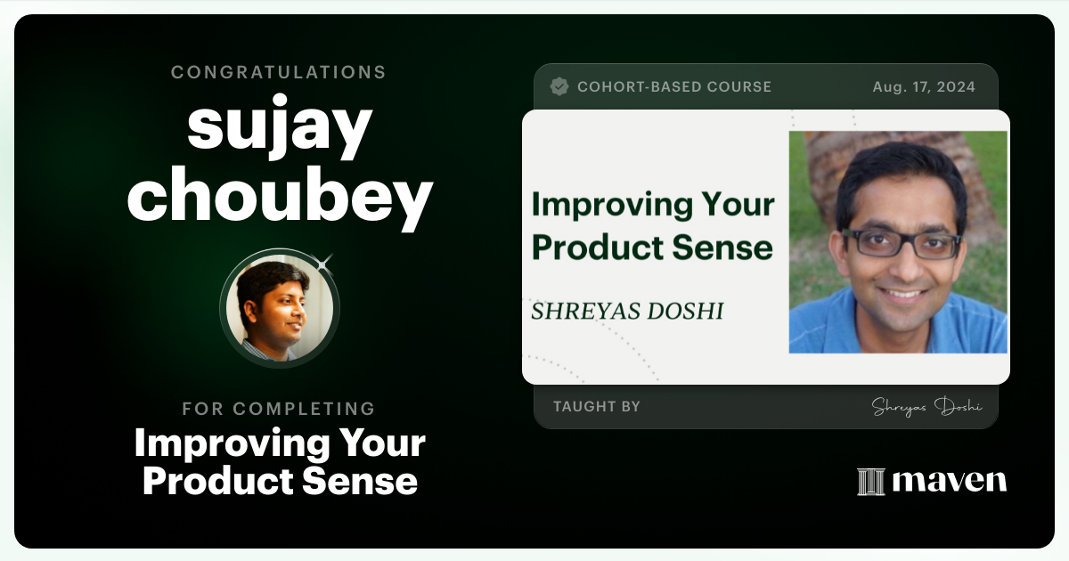 Certificate of Completion for World-class Product Sense in Practice