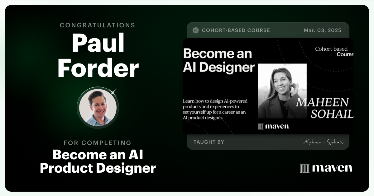 Certificate of Completion for Become an AI Product Designer