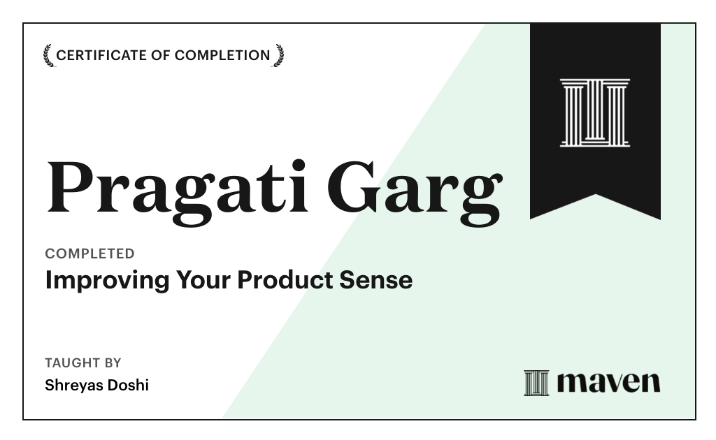 Certificate for World-class Product Sense in Practice