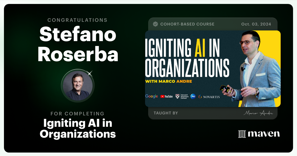 Certificate of Completion for Igniting AI in Organizations