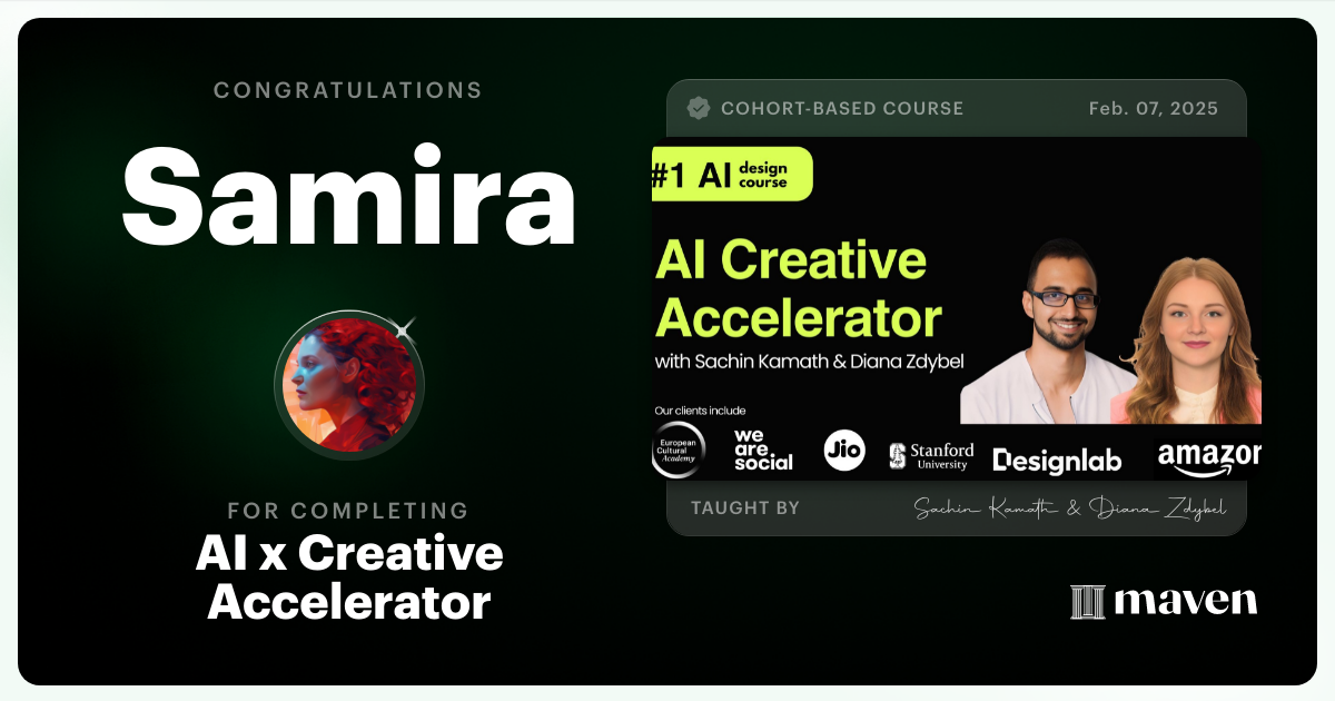 Certificate of Completion for AI x Creative Accelerator