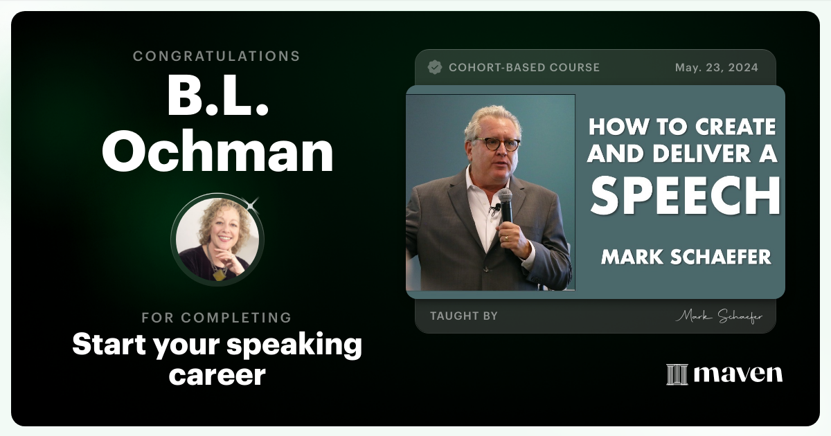 Certificate of Completion for Start your speaking career