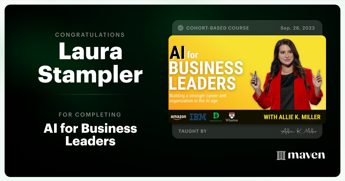 Certificate of Completion for AI for Business Leaders