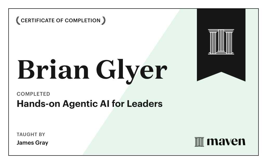 Certificate for Hands-on Agentic AI for Leaders