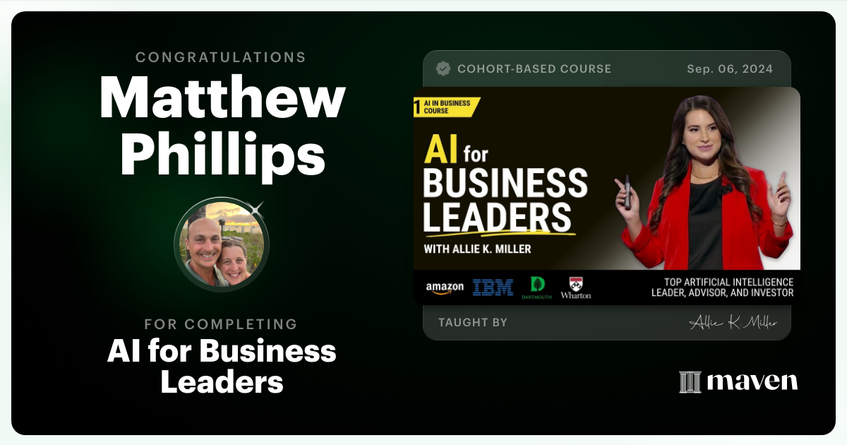 Certificate of Completion for AI for Business Leaders
