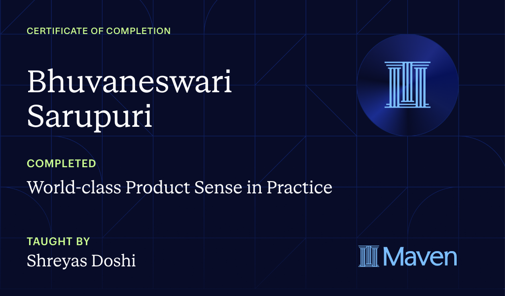 Certificate for World-class Product Sense in Practice