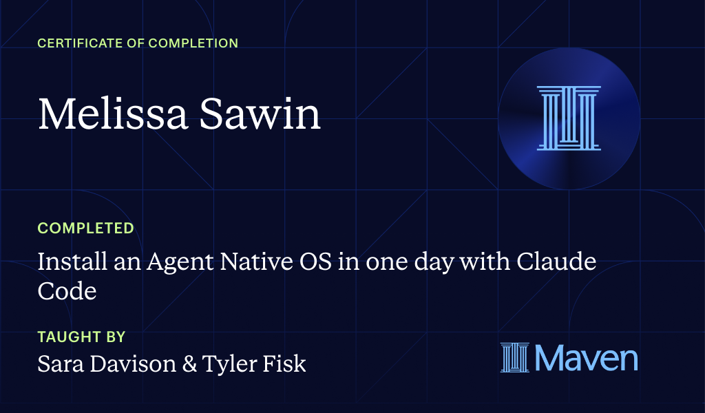 Certificate for Install an Agent Native OS in one day with Claude Code