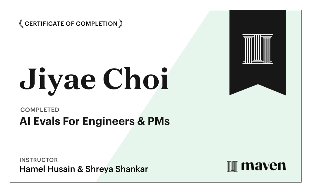 Certificate for AI Evals For Engineers & PMs