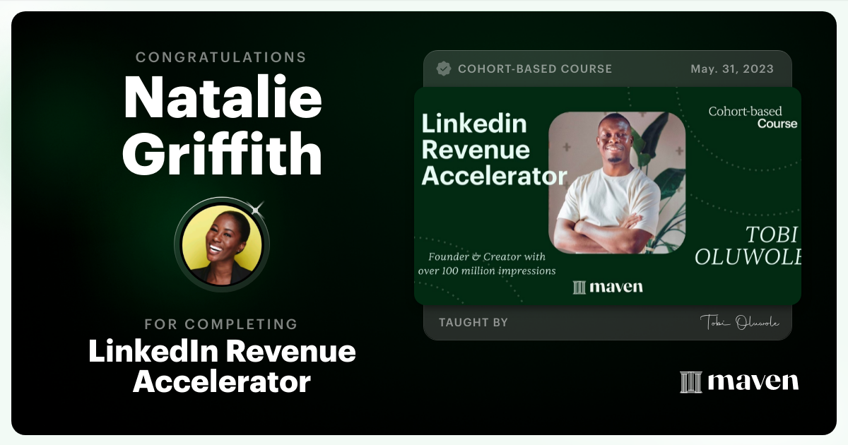 Certificate of Completion for LinkedIn Revenue Accelerator