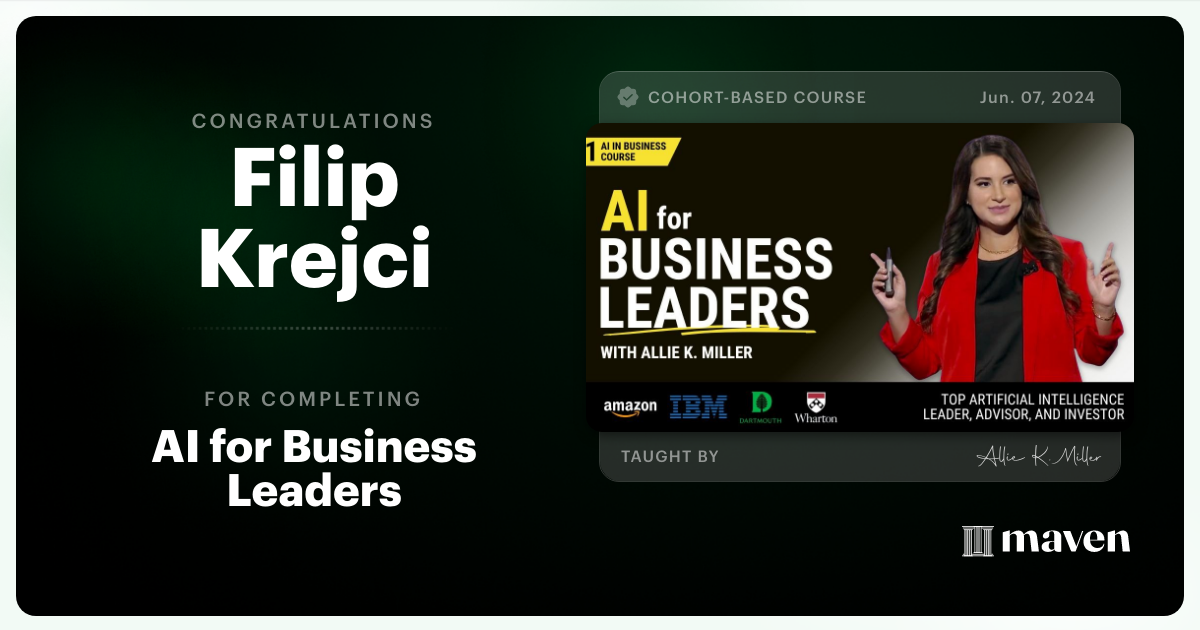 Certificate of Completion for AI for Business Leaders