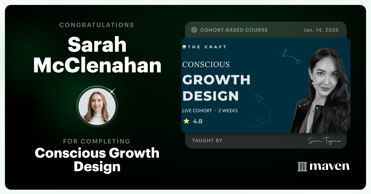 Certificate of Completion for Growth Design for a Sustainable Future