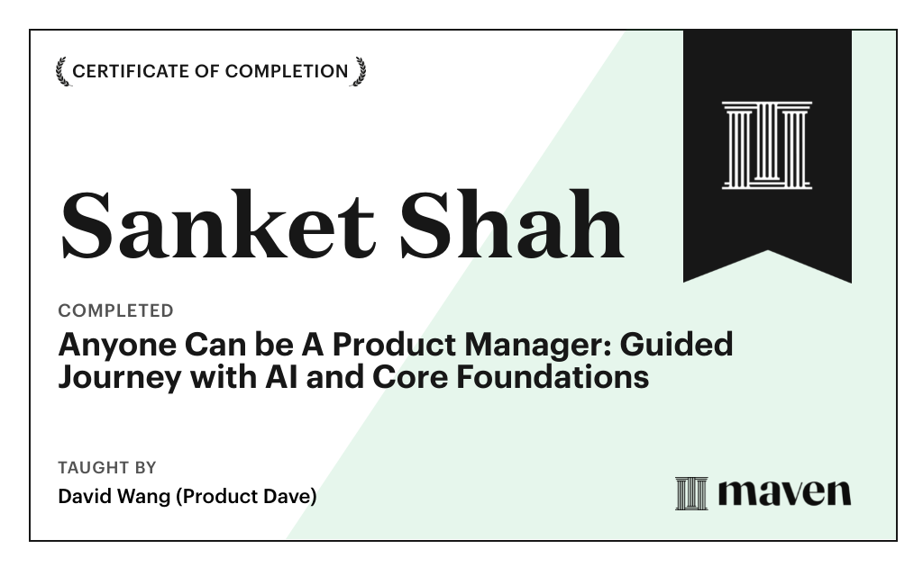 Certificate for Product Management Foundations in the Age of AI
