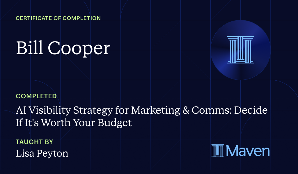 Certificate for AI Visibility Strategy for Marketing & Comms: Build Your AI Search Roadmap