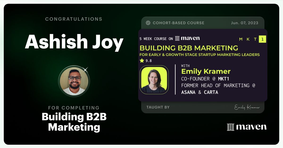 Certificate of Completion for Building B2B Marketing