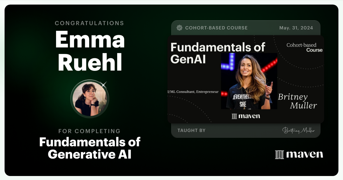 Certificate of Completion for Fundamentals of Generative AI