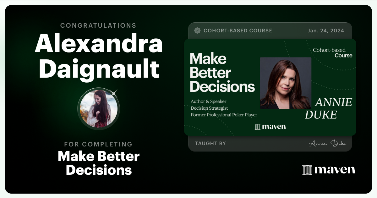 Certificate of Completion for Make Better Decisions