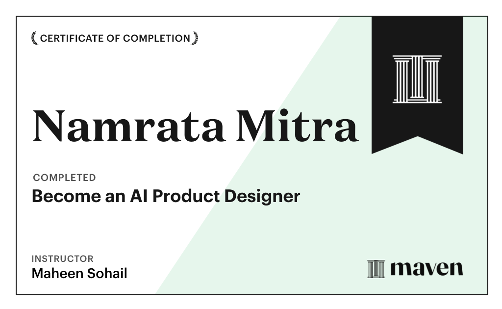 Certificate for Become an AI Product Designer