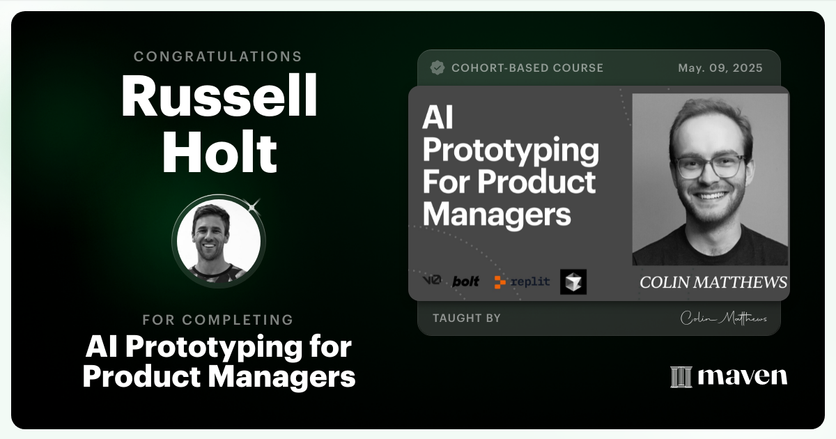 Certificate of Completion for AI Prototyping for Product Managers