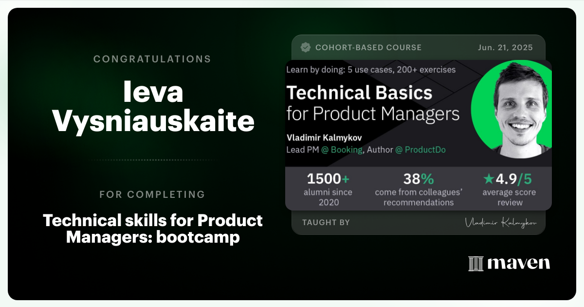 Certificate of Completion for Technical Foundations & AI Prototyping for Product Managers