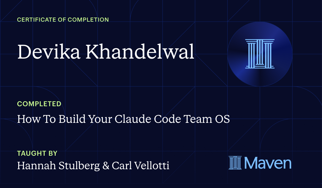 Certificate for How To Build Your Claude Code Team OS