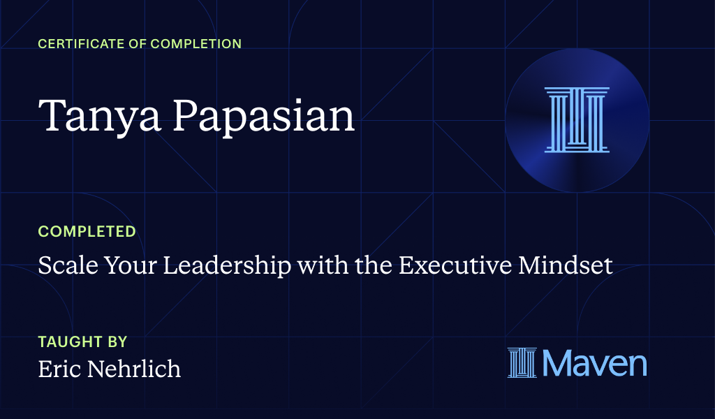 Certificate for Scale Your Leadership with the Executive Mindset