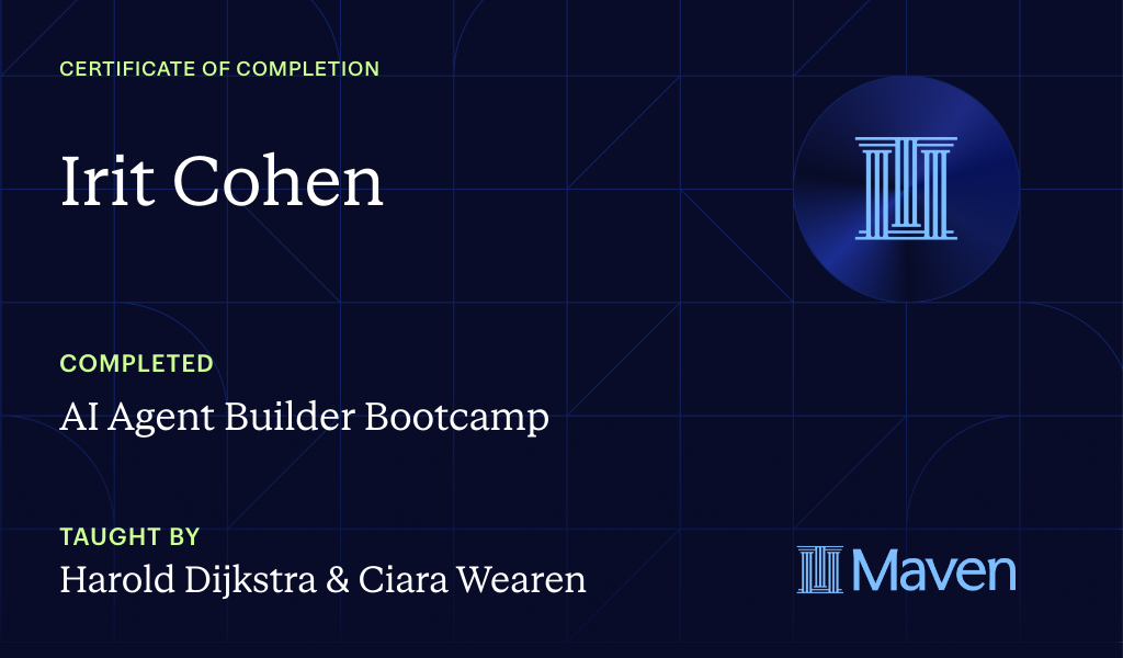 Certificate for AI Agent Builder Bootcamp