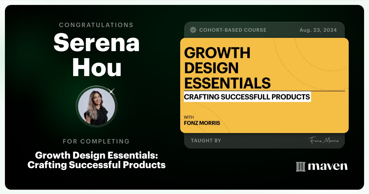 Certificate of Completion for Growth Design Essentials: Crafting Successful Products
