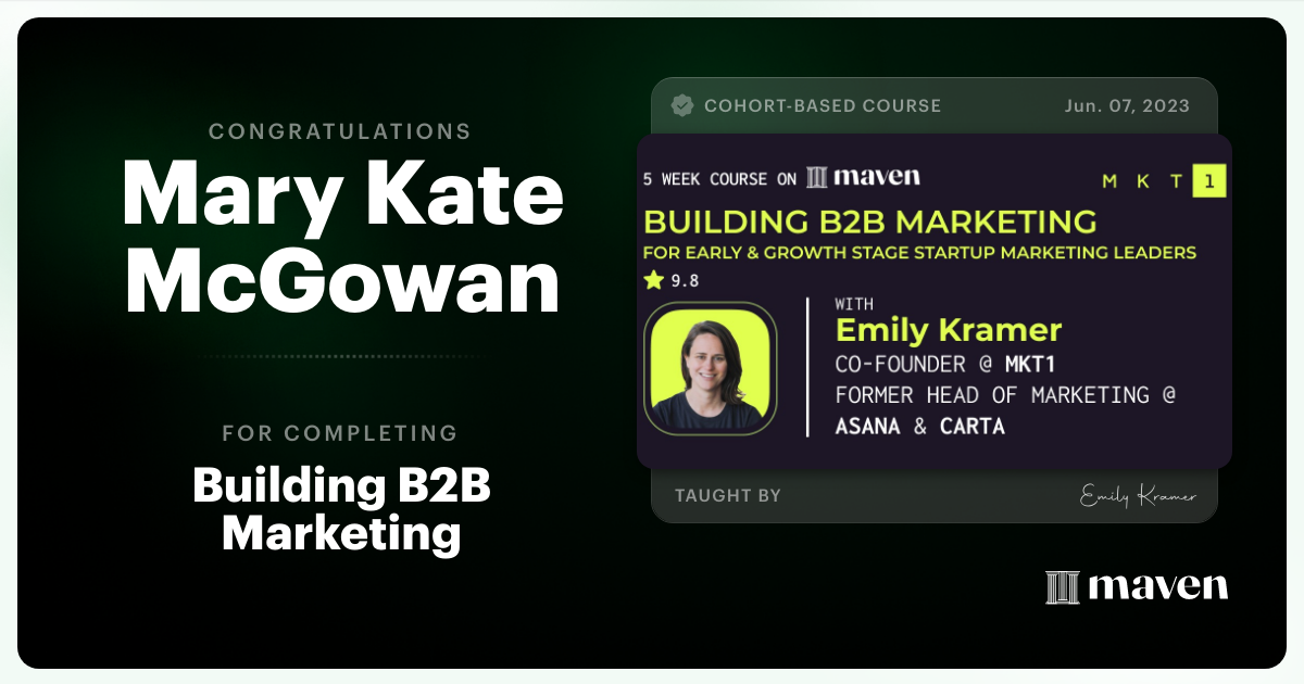 Certificate of Completion for Building B2B Marketing