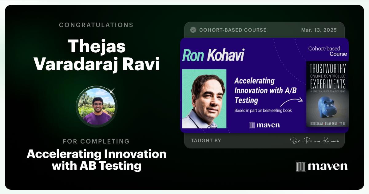 Certificate of Completion for Accelerating Innovation with A/B Testing
