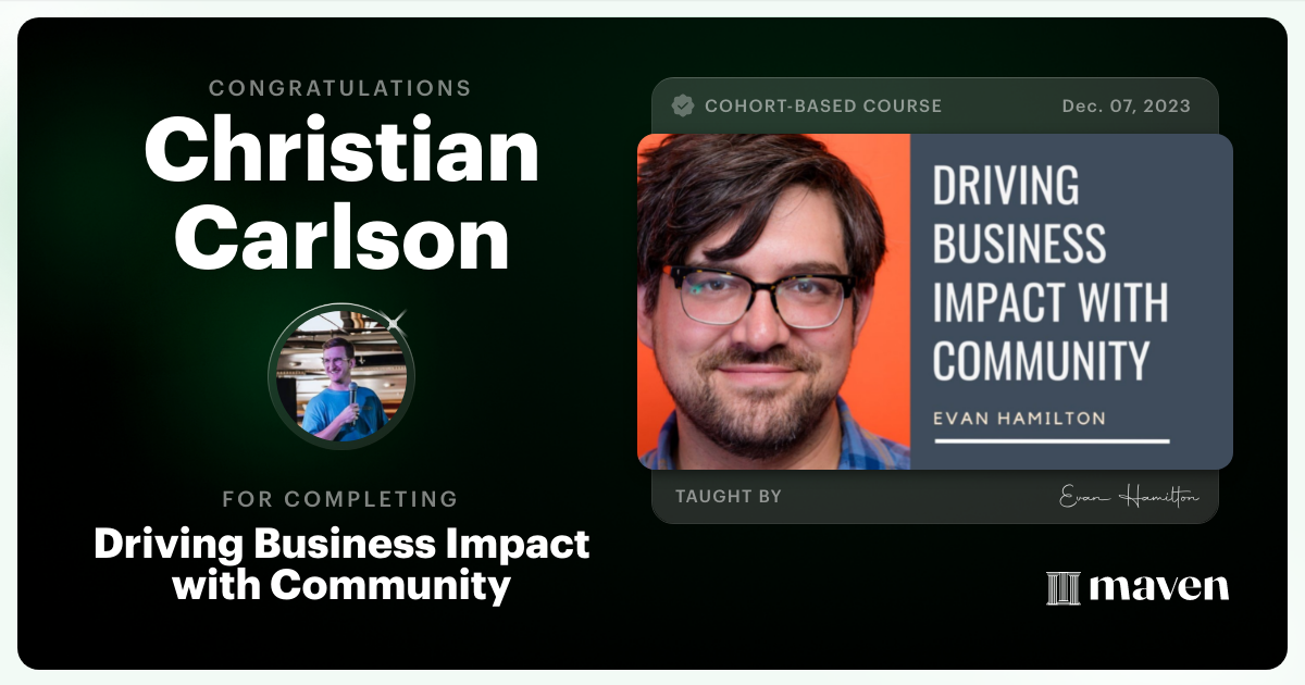 Certificate of Completion for Driving Business Impact with Community