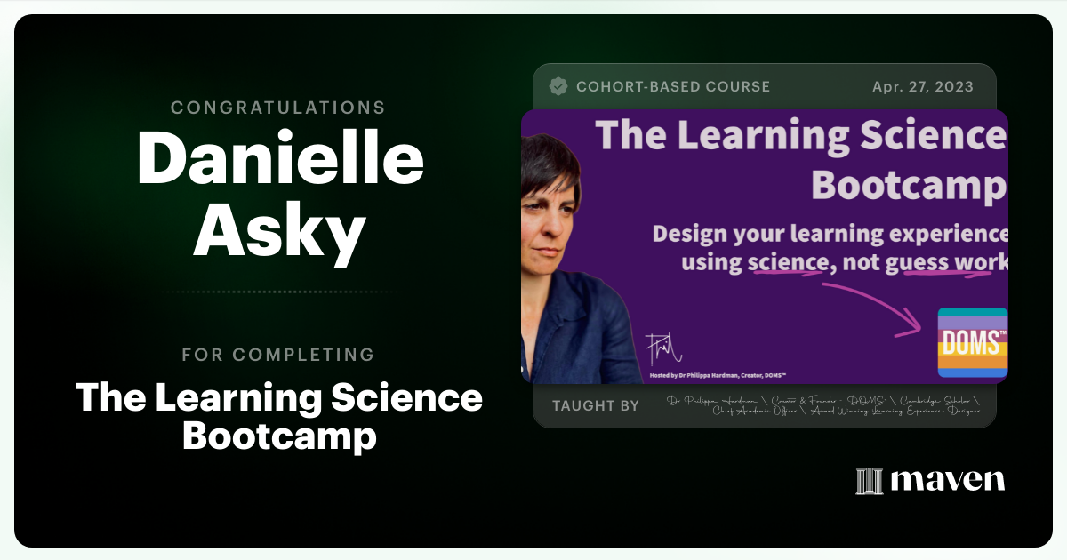 Certificate of Completion for The AI Bootcamp for L&D