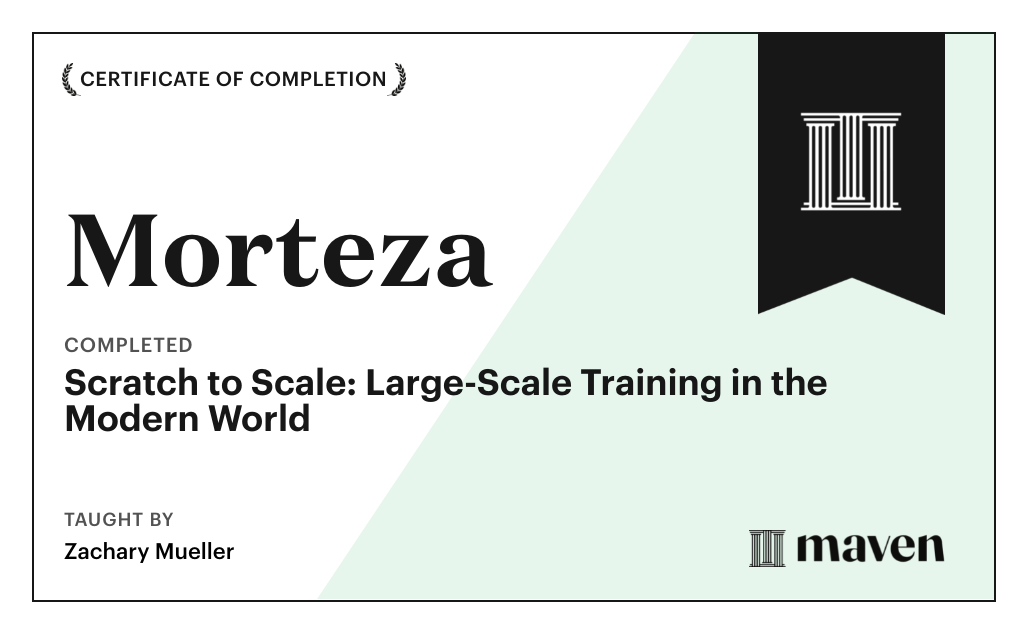 Certificate for Scratch to Scale: Large-Scale Training in the Modern World