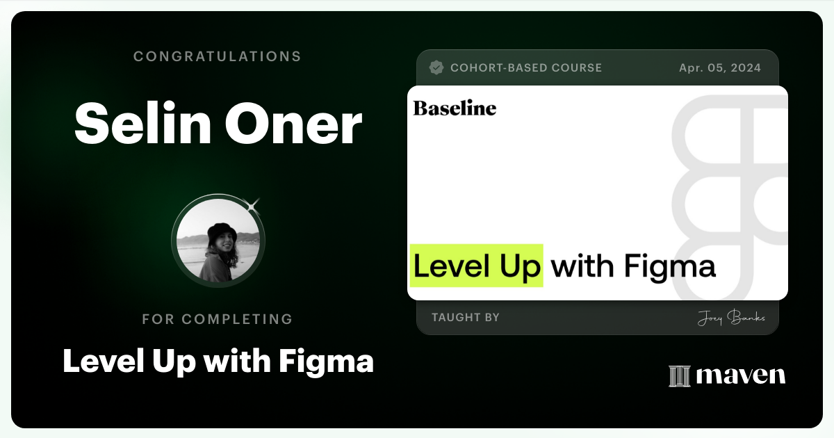 Certificate of Completion for Level Up with Figma