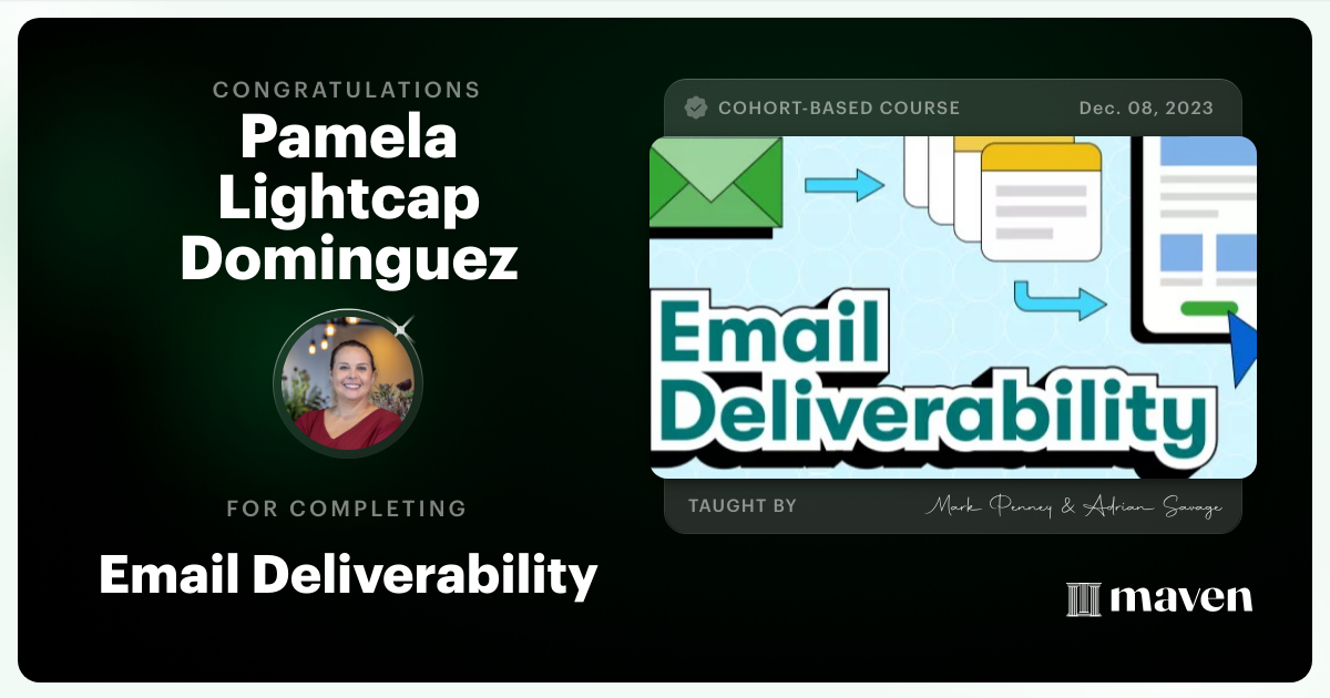 Certificate of Completion for Email Deliverability