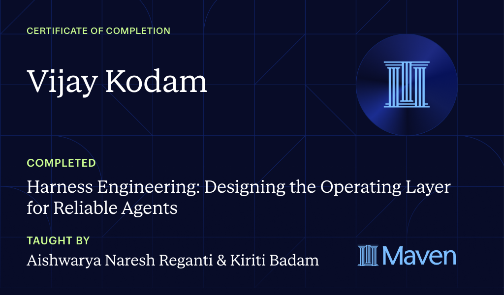Certificate for Harness Engineering: Designing the Operating Layer for Reliable Agents