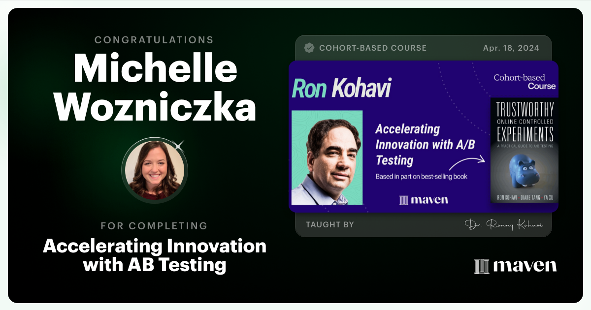 Certificate of Completion for Accelerating Innovation with A/B Testing