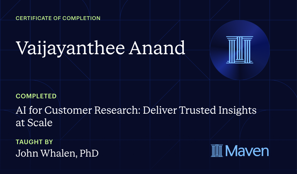 Certificate for AI for Customer Research: Deliver Trusted Insights at Scale
