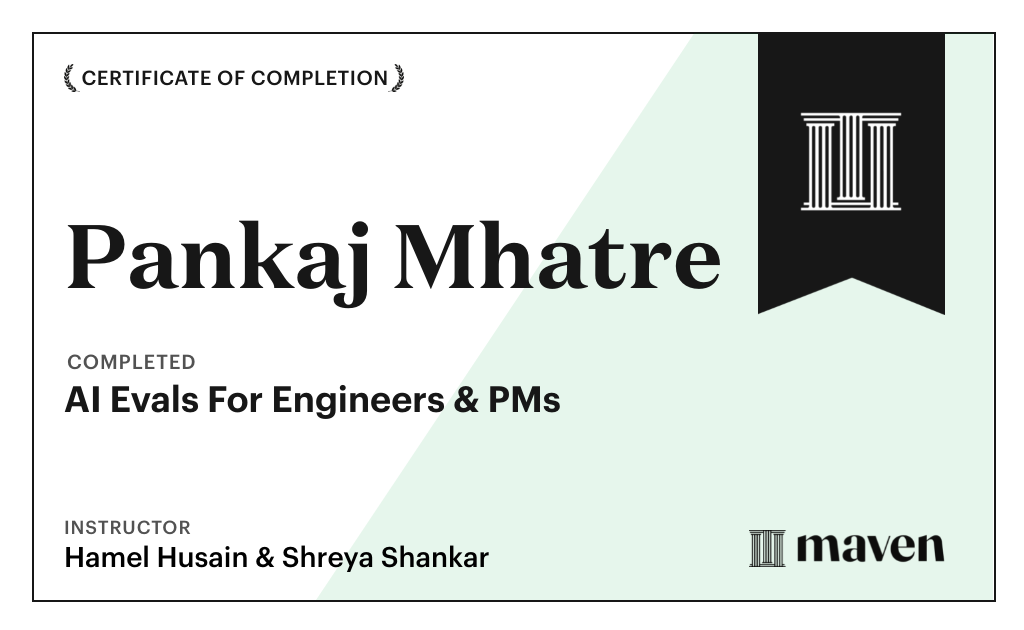 Certificate for AI Evals For Engineers & PMs